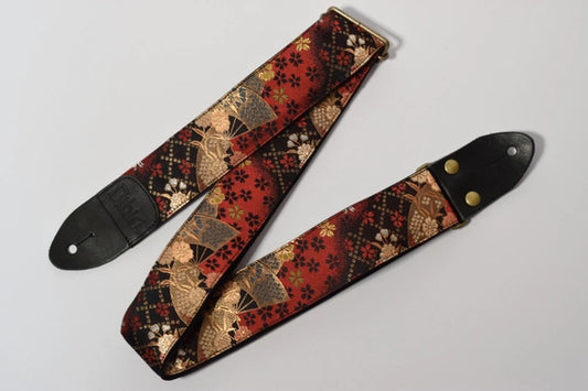 Kyoto Kinran Guitar/Bass Strap (Red & Gold & Black)