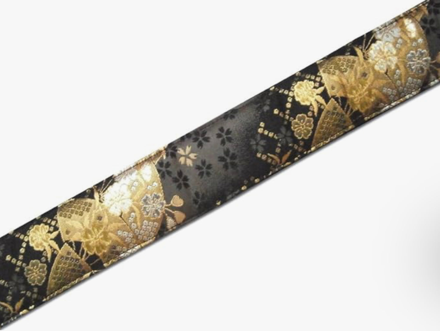 【Made to Order】 Kyoto Kinran Guitar/Bass Strap (Black & Gold)