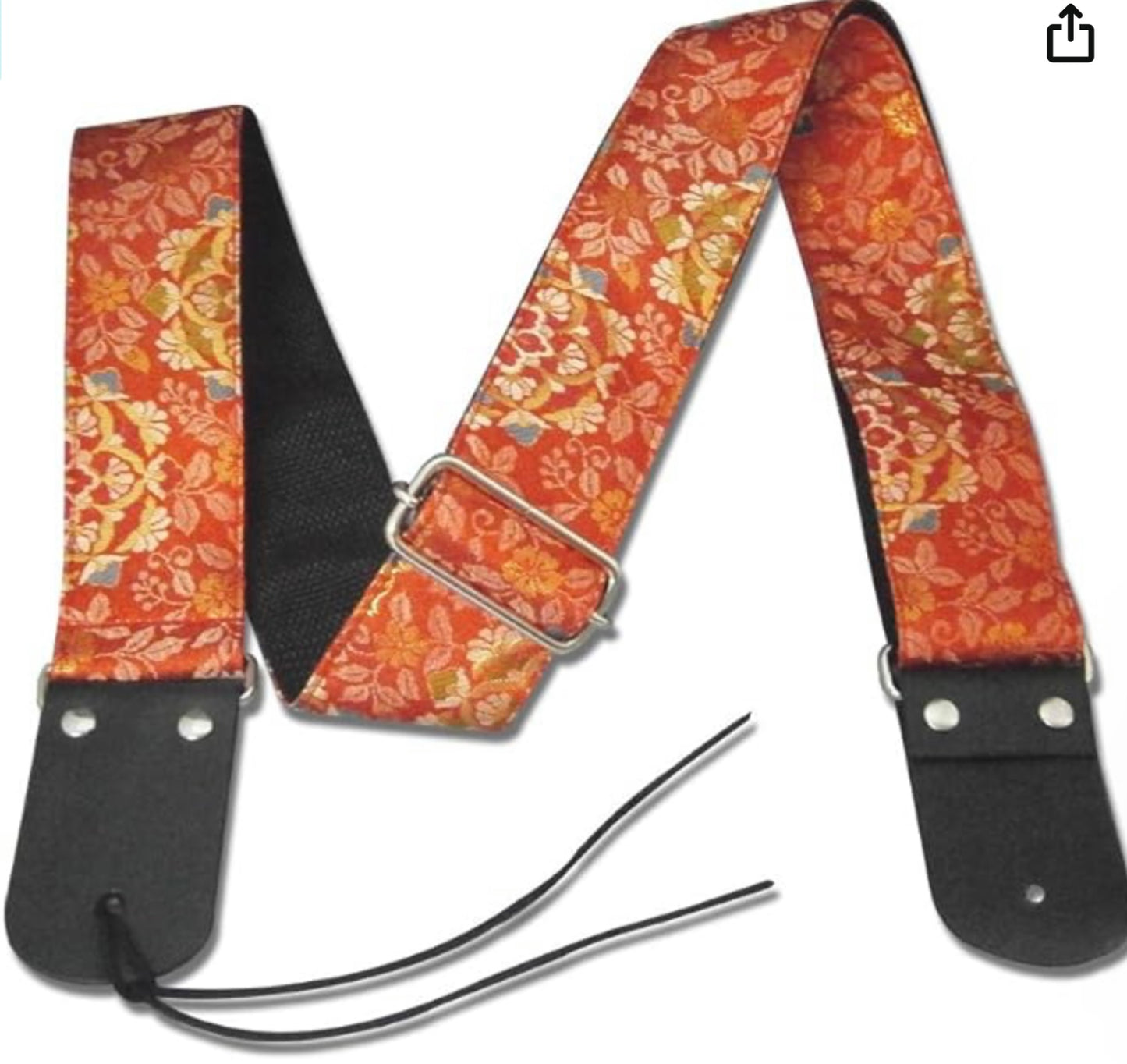 【Made to Order】 Kyoto Kinran Guitar/Bass Strap (Vermillion & Gold)